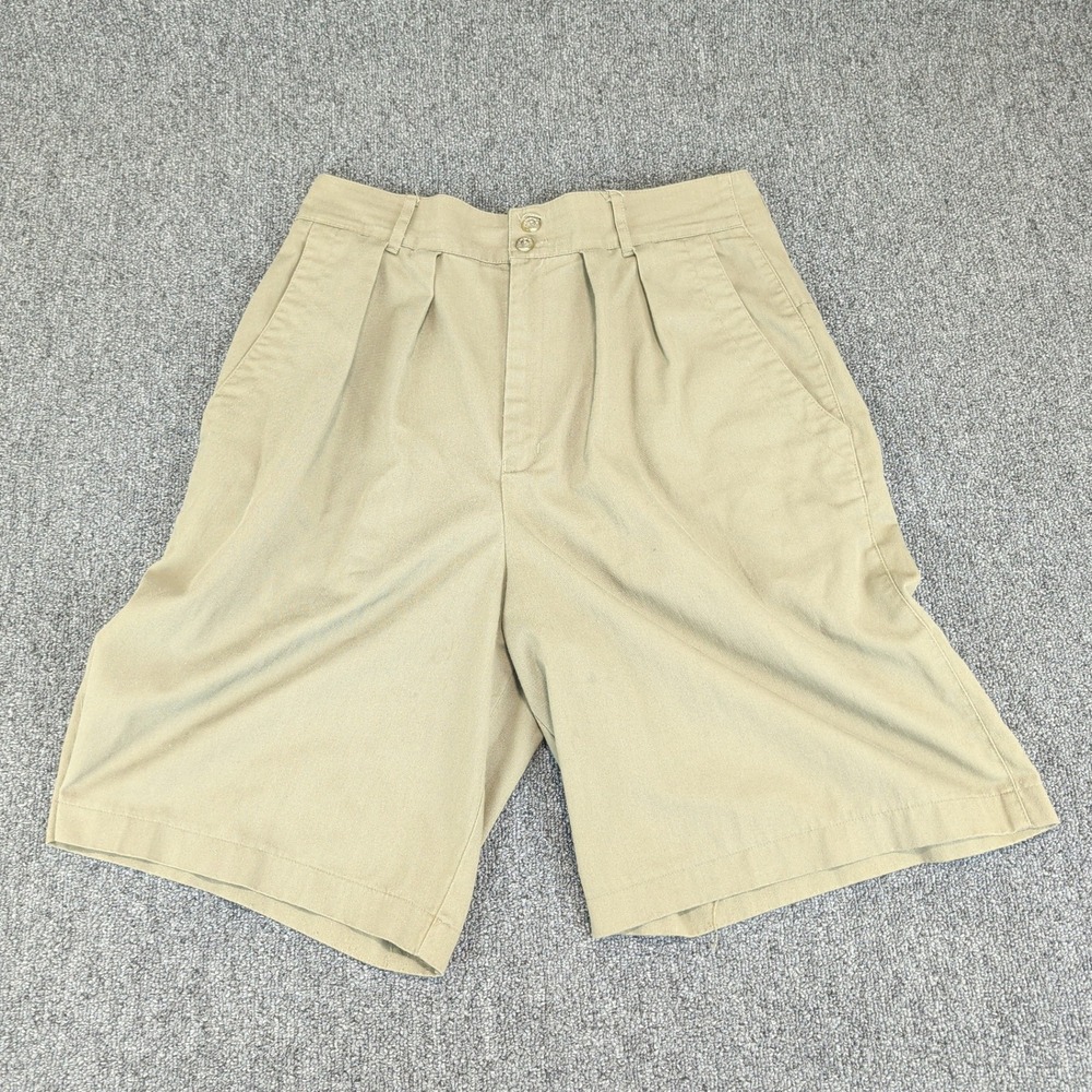 OBR Women Vintage Pleated Shorts Size 12 Khaki Tan Cotton Blend Safari High Rise — photo 2
